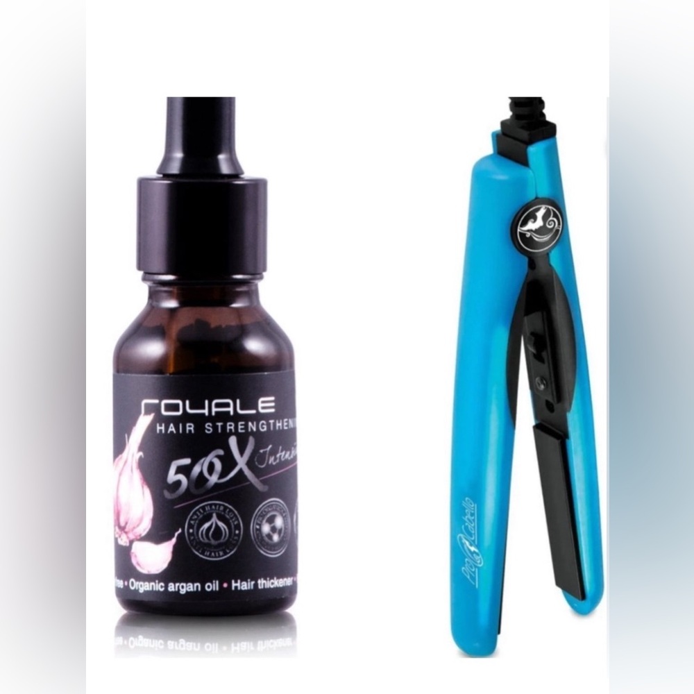 Royale Hair Strengthening Oil and Mini Hair Straightener Set